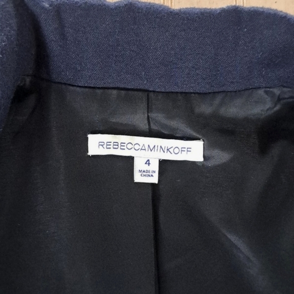 REBECCA MINKOFF Wool Blend Navy Blue & Black Tailored Structured Blazer - Picture 5 of 13